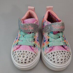 Skechers Twinkle Toes Girls Size 5C Light-Up Sneakers Glitter Sparkle Tie-Dye
